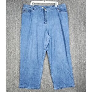 Ruby Rd Jeans Woman 22W Blue Straight Leg Ramie Cotton Blend Elastic Back 21204